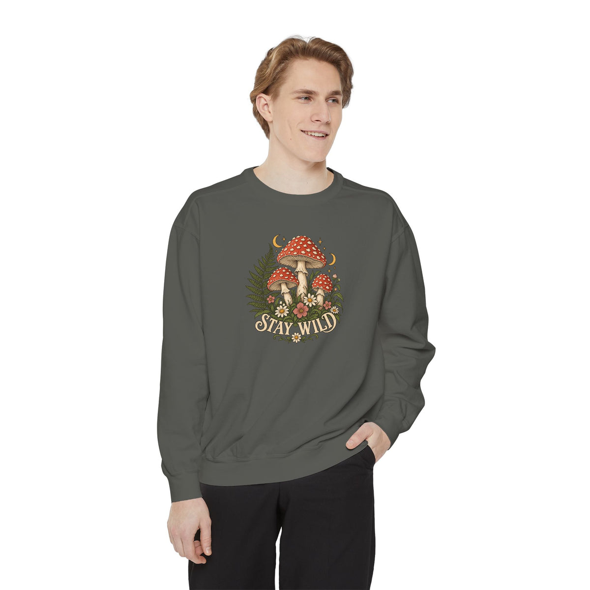 Mushroom Crewneck Sweatshirt | Vintage Botanical Toadstool Art | Comfort Colors Garment Dyed