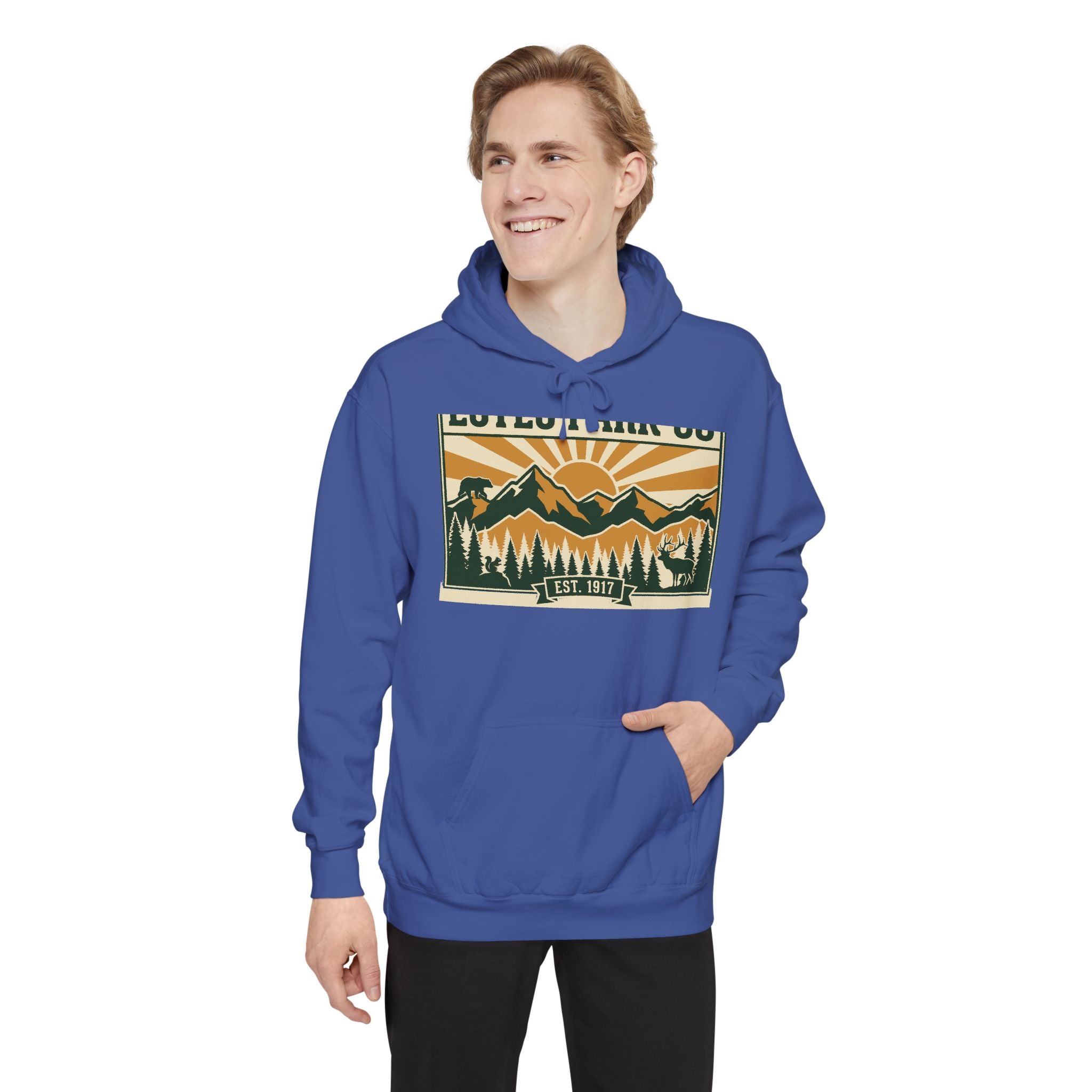 Estes Park CO Hidden Wildlife Hoodie | Forest Green EST. 1917