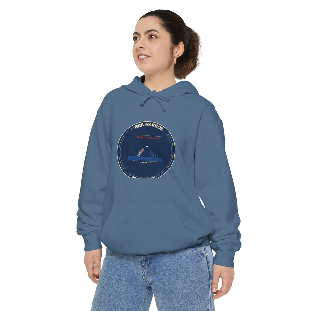 Bar Harbor Maine Hoodie | Acadia Vintage Badge Pullover