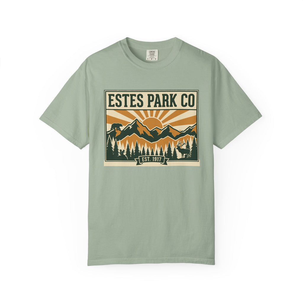Estes Park CO Hidden Wildlife Tee | Forest Green EST. 1917 | Comfort Colors