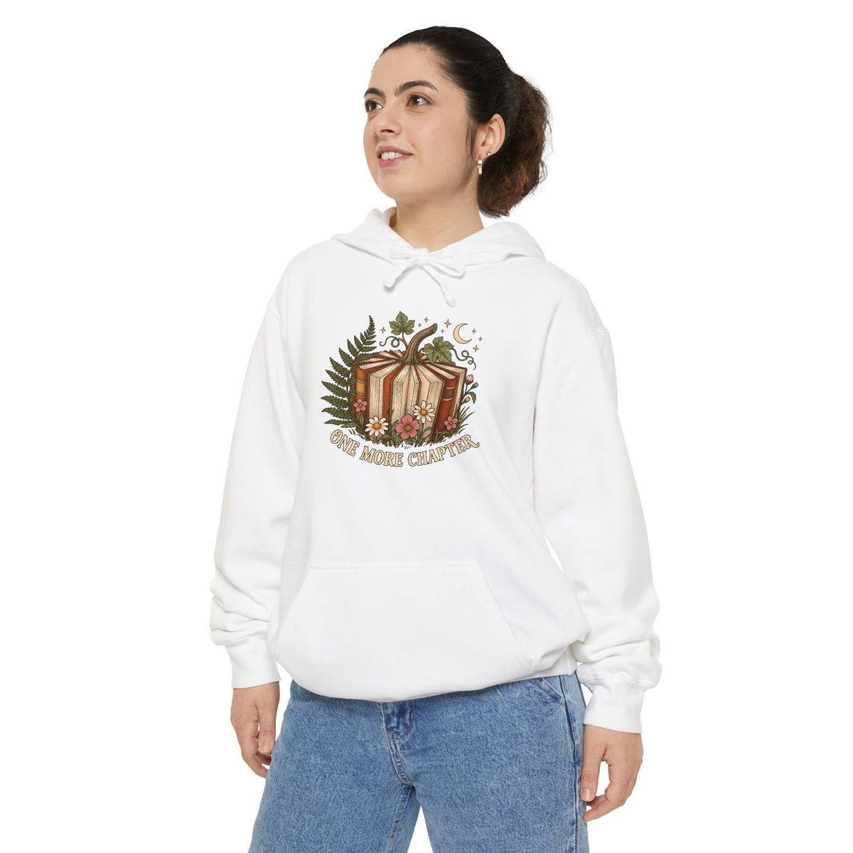 Book Lover Hoodie | One More Chapter Autumn Reading Art | Comfort Colors Garment Dyed