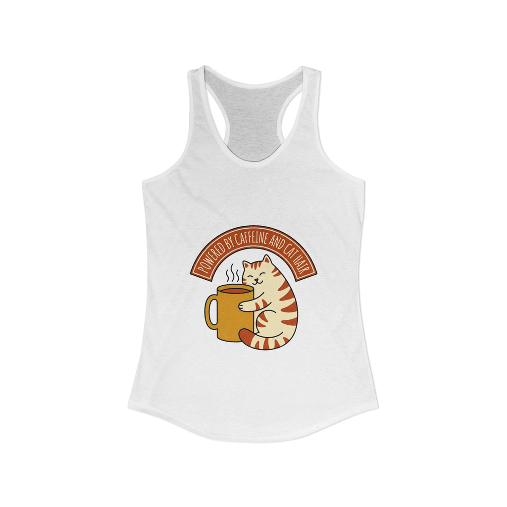 Cat Coffee Powered by Caffeine — Racerback Tank
