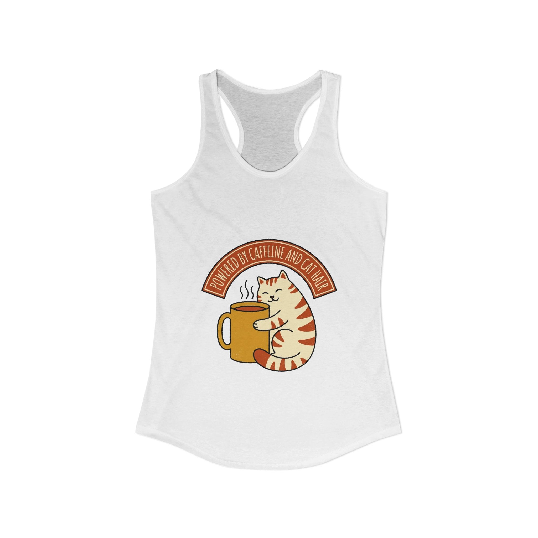 Cat Coffee Powered by Caffeine — Racerback Tank