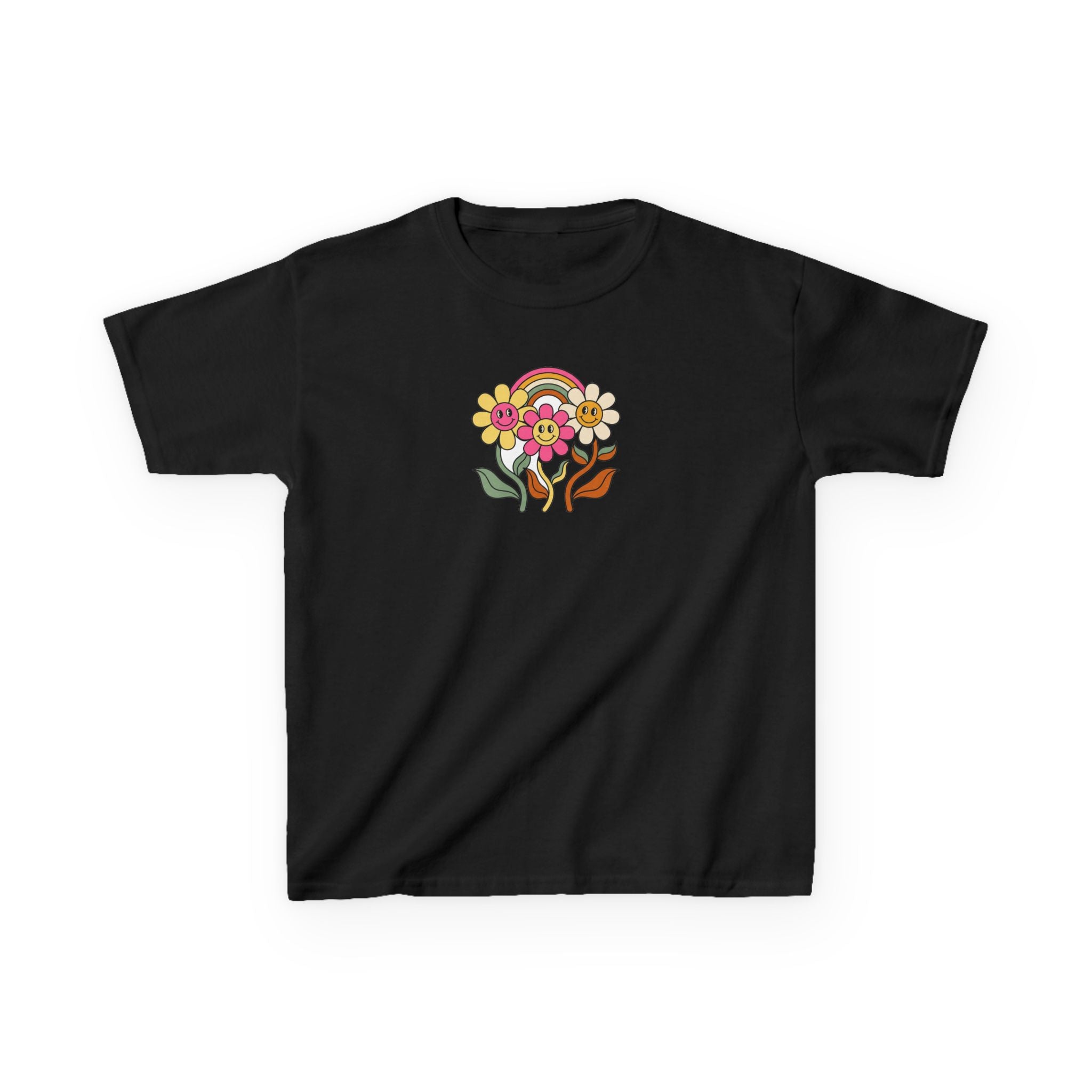 Groovy Daisy Shirt Retro Rainbow Flower Kids Tee