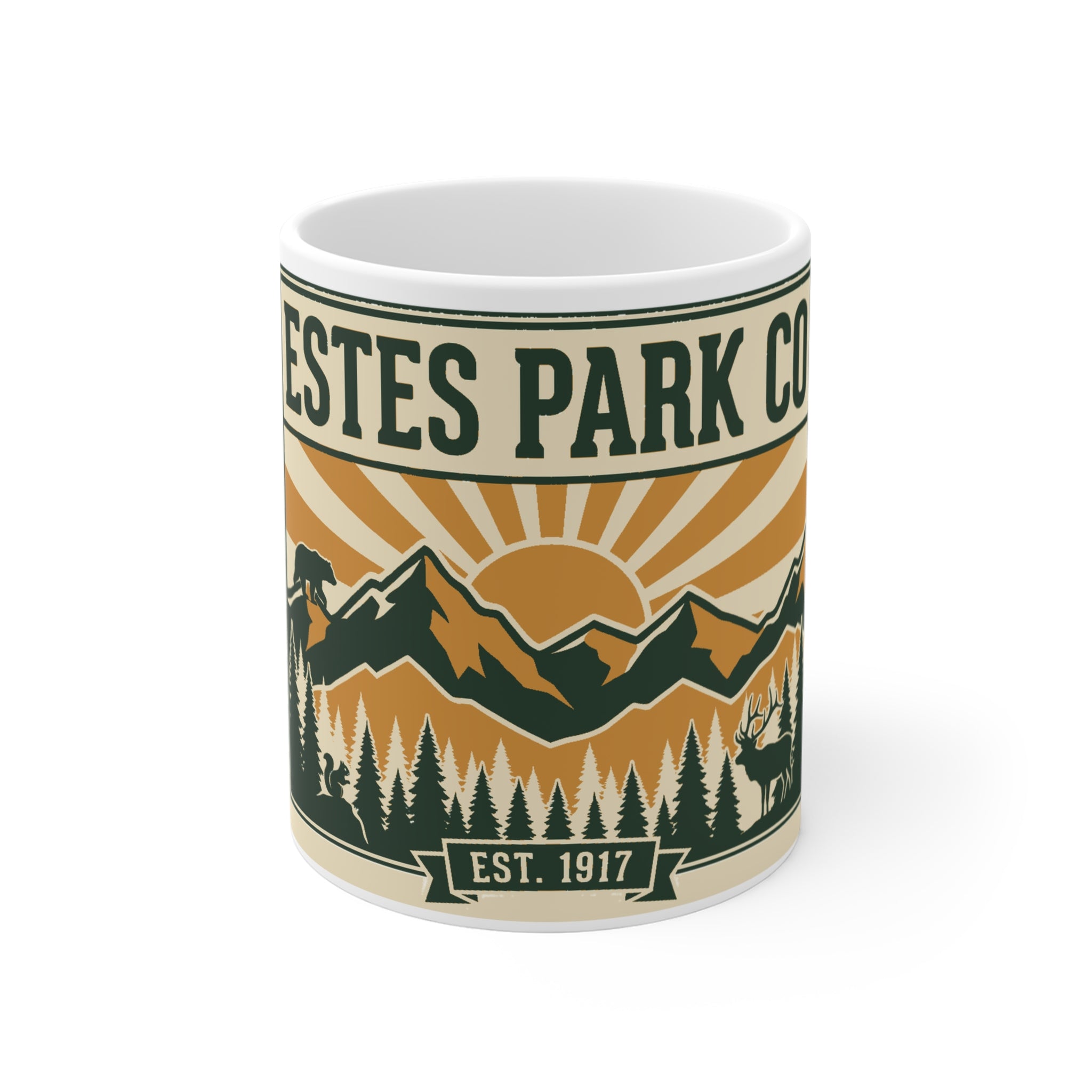 Estes Park CO Hidden Wildlife Mug 11oz | Forest Green EST. 1917