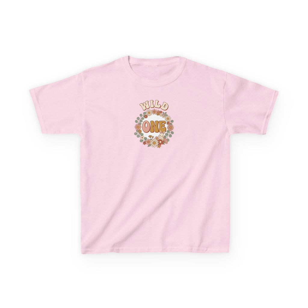 Wild One 1st Birthday Shirt Boho Floral Bunny Kids Tee