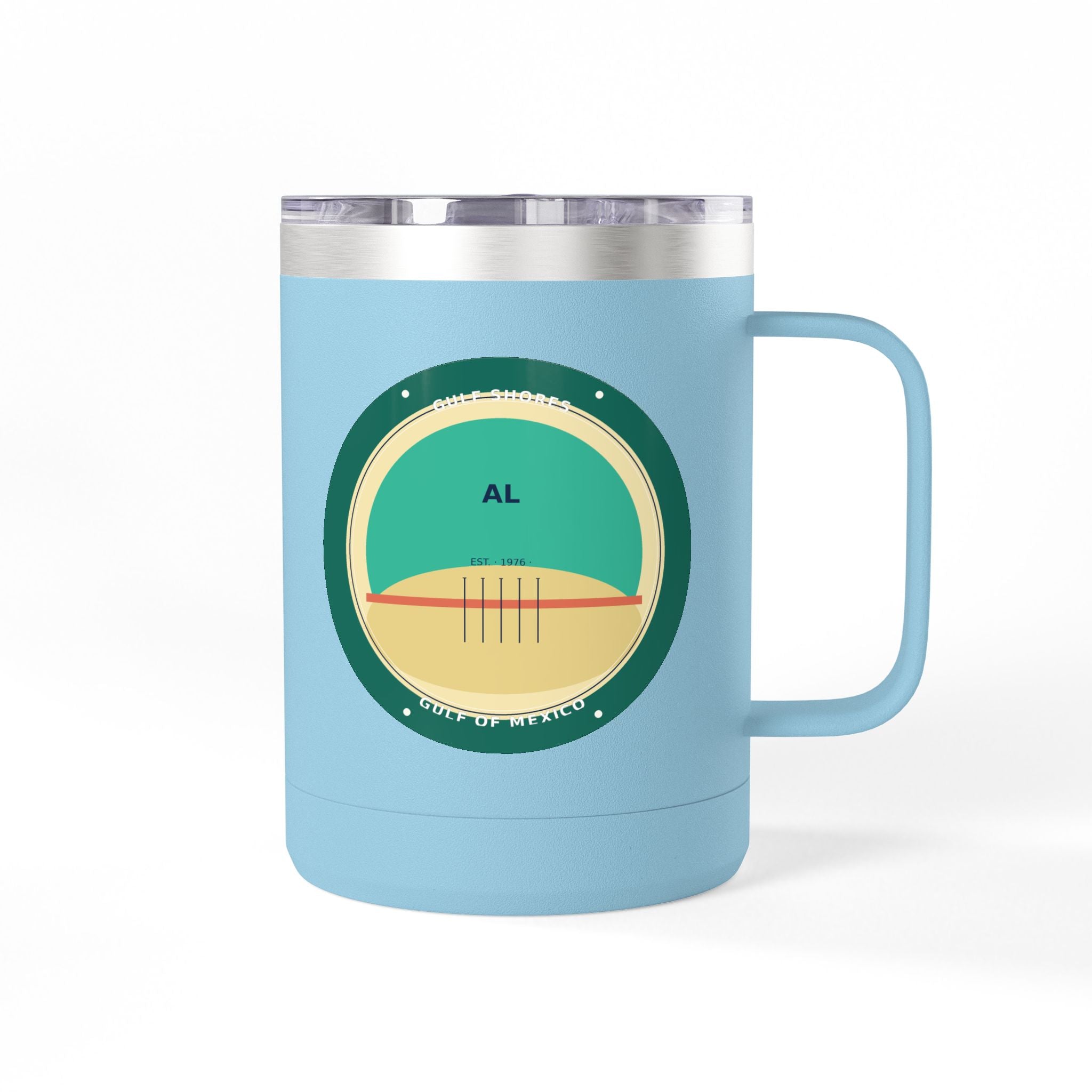 Gulf Shores Alabama 15oz Travel Mug | Coastal Badge Art