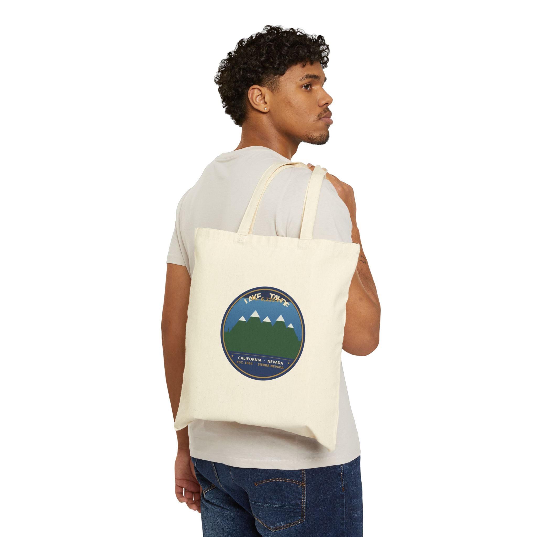 Lake Tahoe Alpine Badge Tote Bag | Canvas Natural