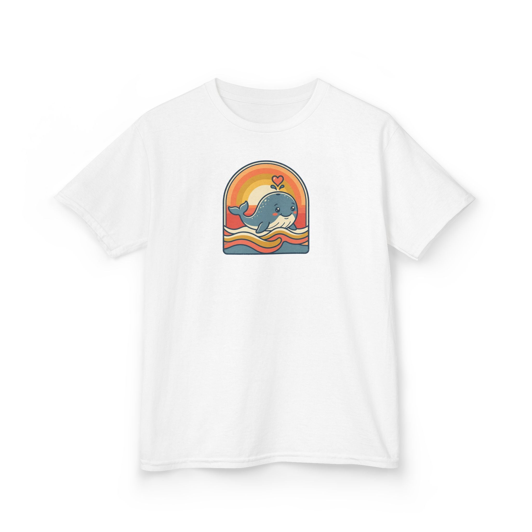 Whale Shirt Retro Heart Splash Kids Beach Tee