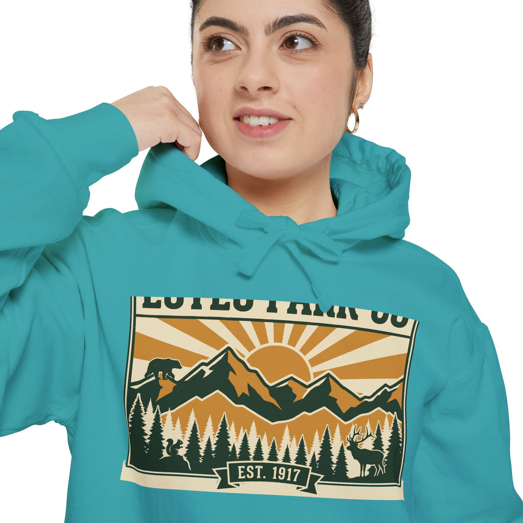Estes Park CO Hidden Wildlife Hoodie | Forest Green EST. 1917