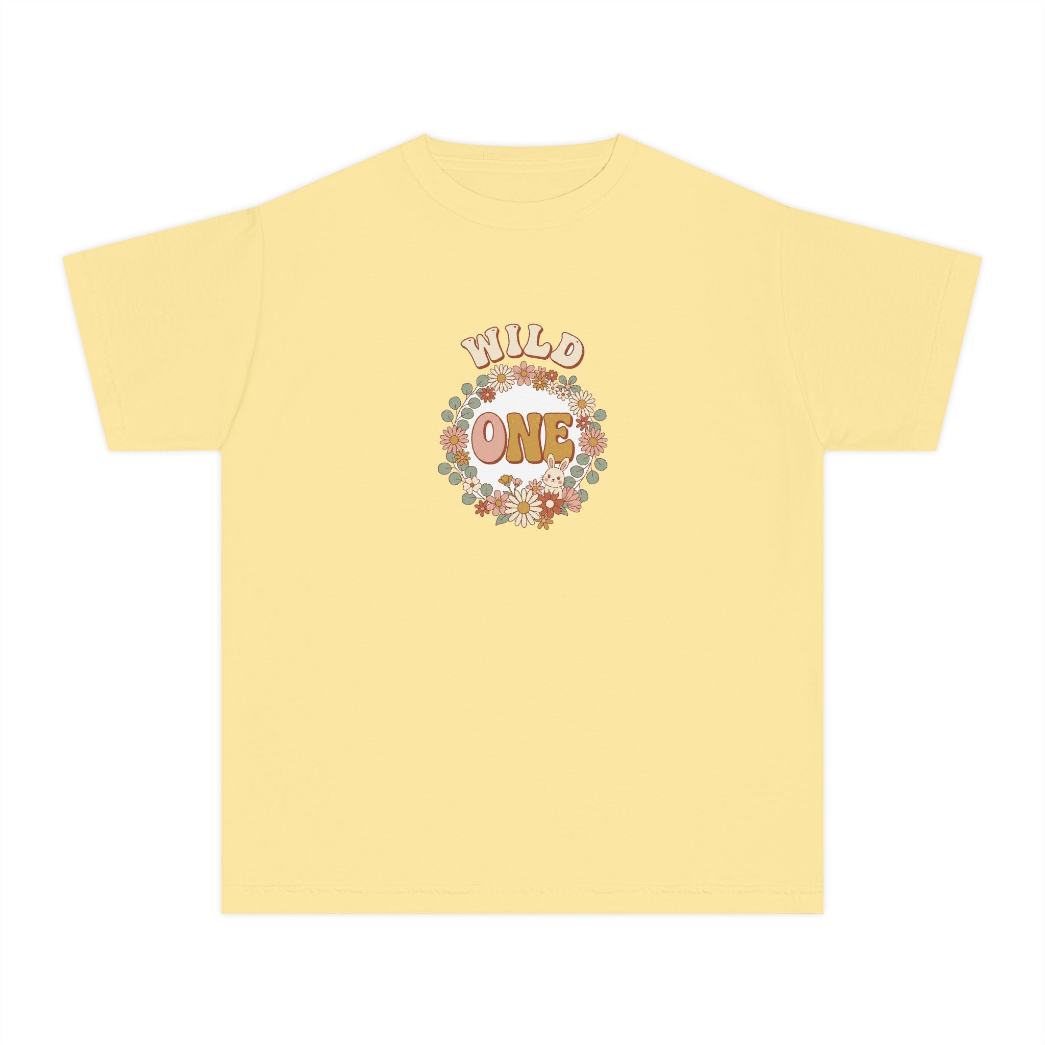 Wild One Birthday Youth Shirt Boho Bunny Comfort Colors