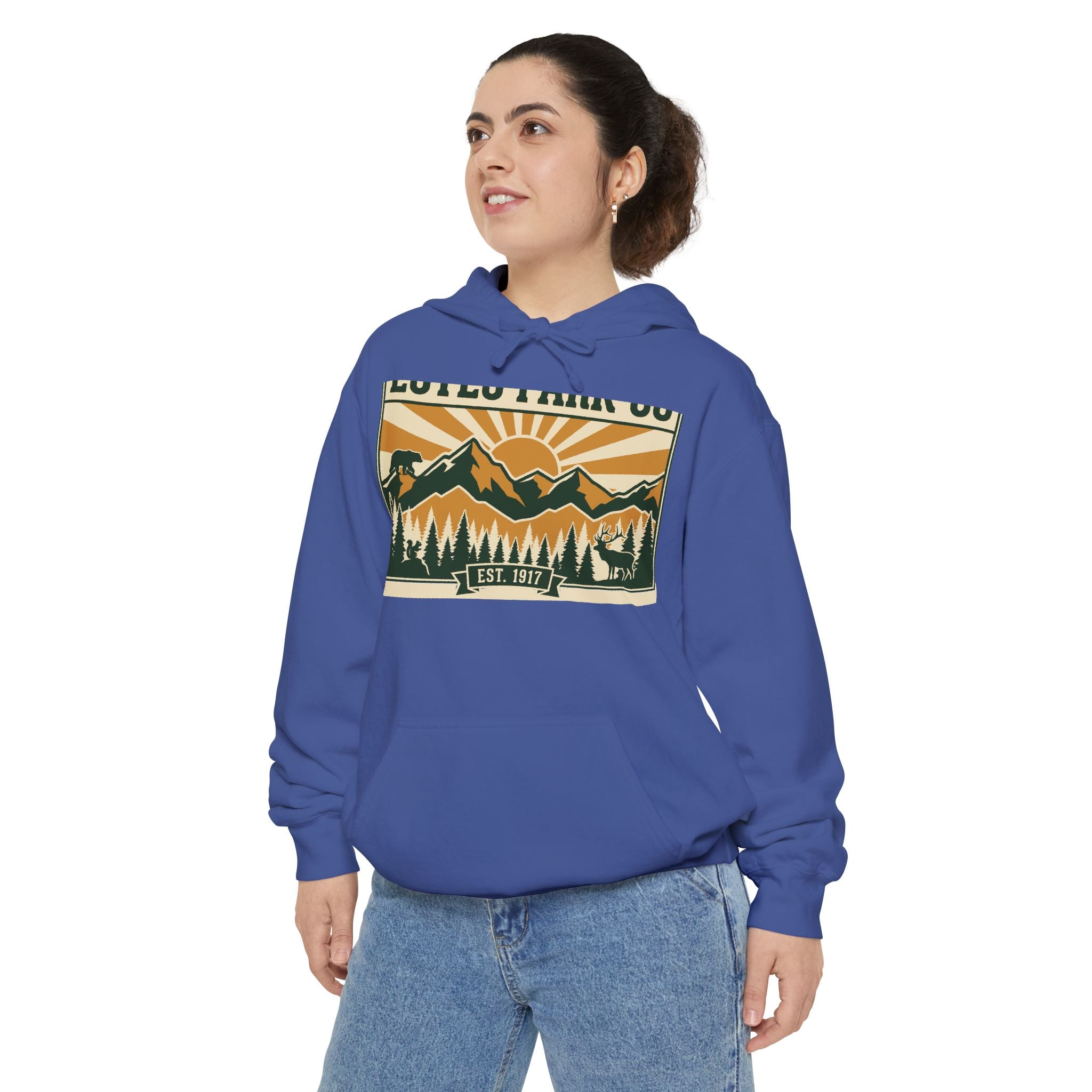 Estes Park CO Hidden Wildlife Hoodie | Forest Green EST. 1917