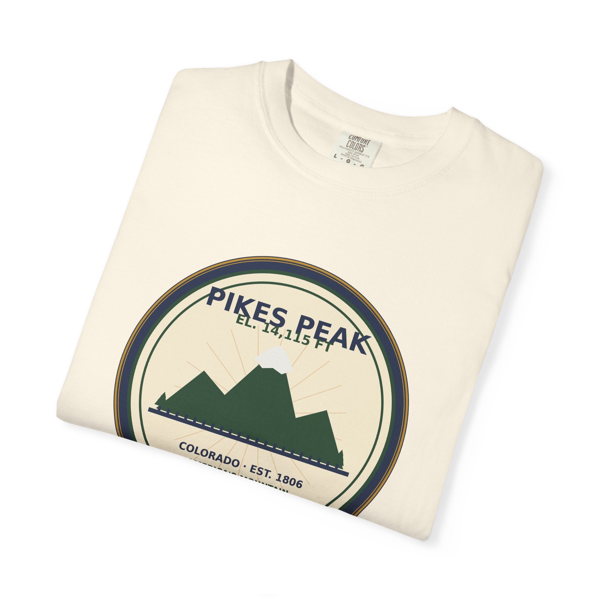 Pikes Peak Mountain Badge Tee | Vintage Colorado Comfort Colors Shirt