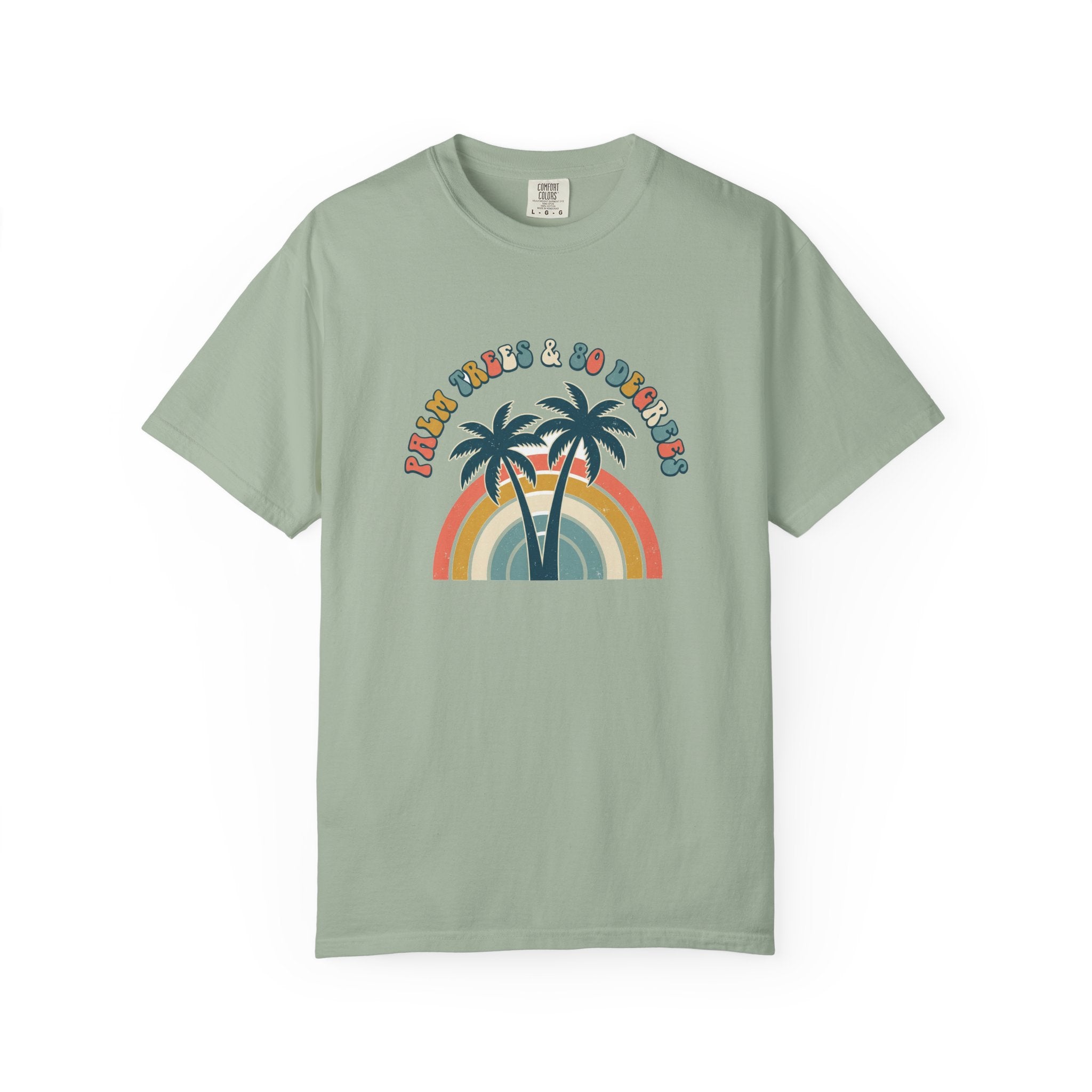 Palm Trees & 80 Degrees Tee | Retro Rainbow Summer Shirt | Comfort Colors
