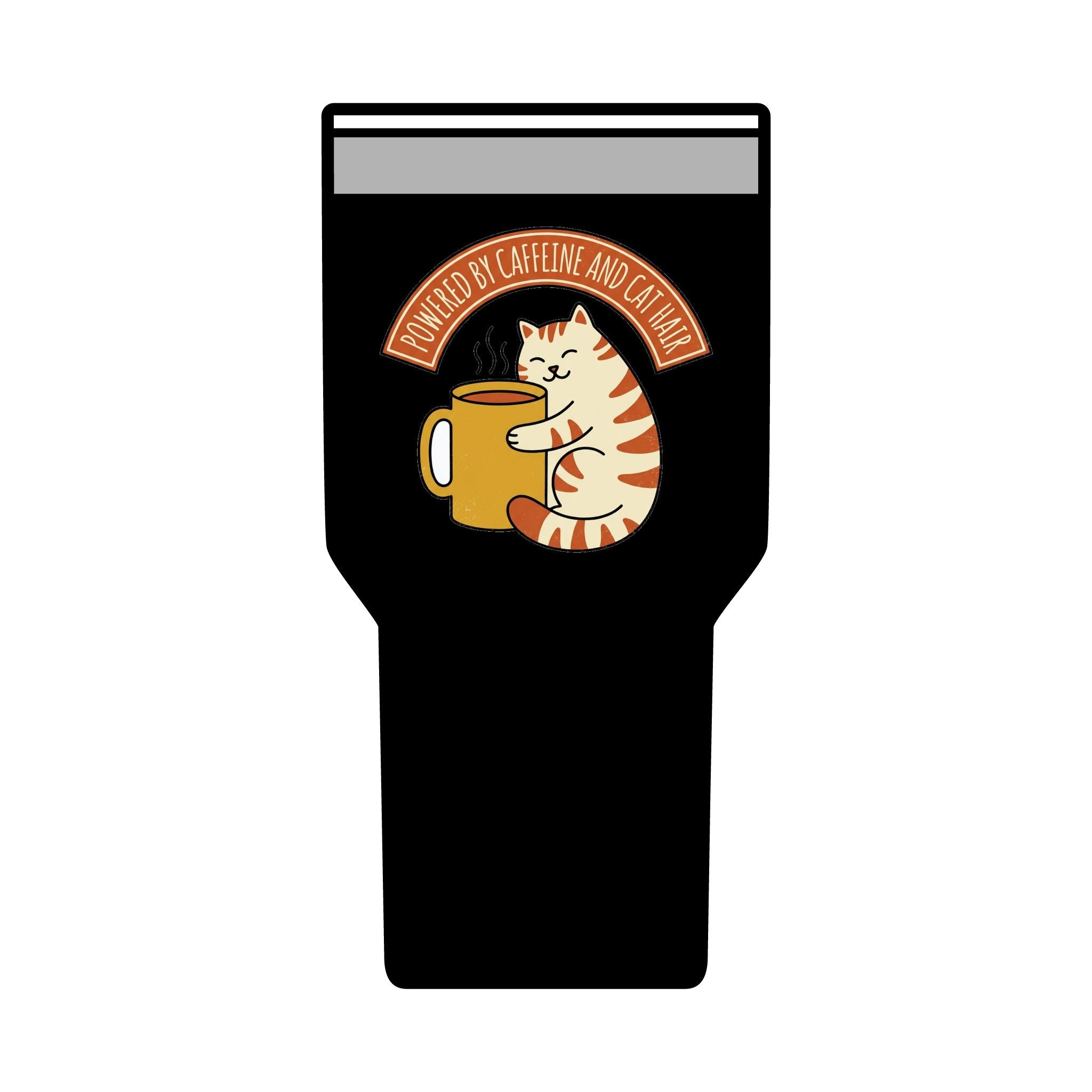 Cat Coffee Tumbler | Powered by Caffeine | 30oz cat mom travel tumbler