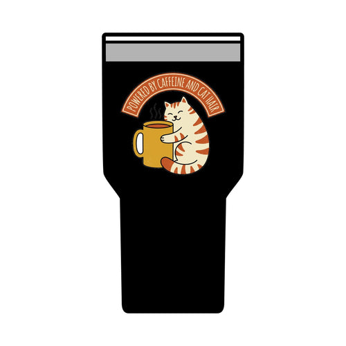 Cat Coffee Tumbler | Powered by Caffeine | 30oz cat mom travel tumbler