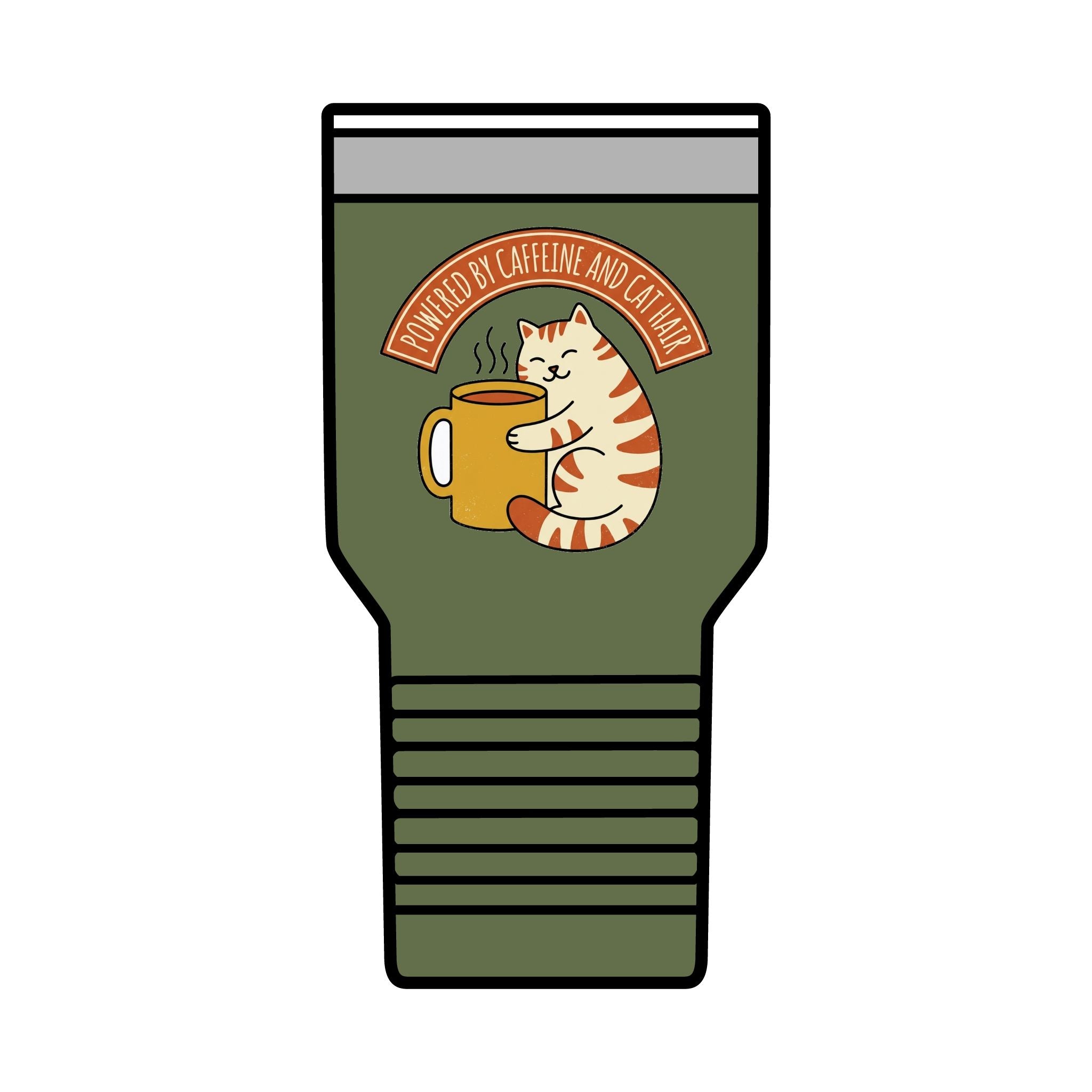Cat Coffee Tumbler | Powered by Caffeine | cat lover drinkware 30oz