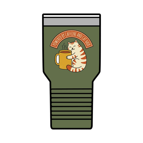 Cat Coffee Tumbler | Powered by Caffeine | cat lover drinkware 30oz