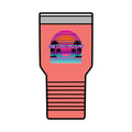 Retro Miami Sunset 30oz Tumbler — 80s Synthwave Insulated Travel Mug