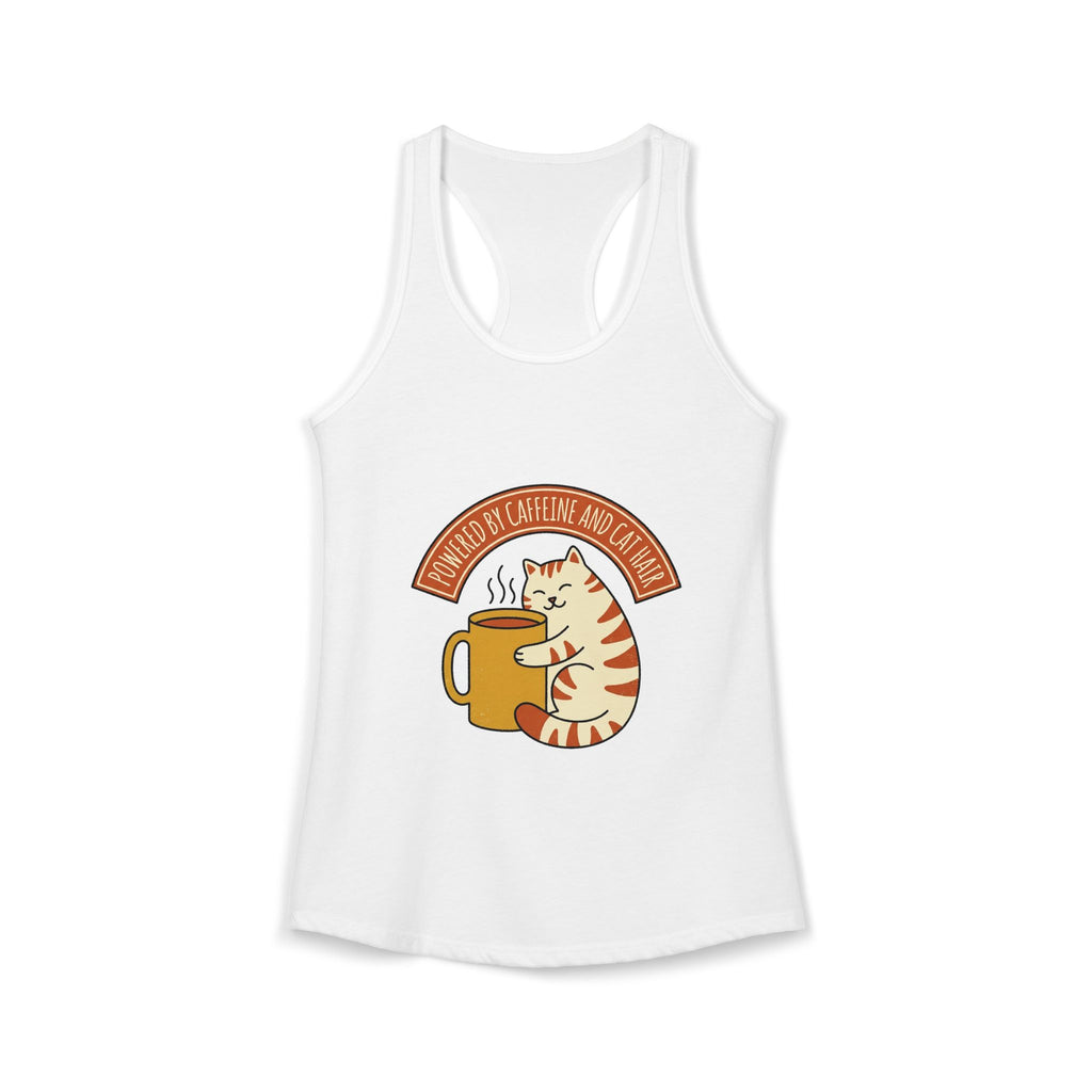 Cat Coffee Powered by Caffeine — Racerback Tank