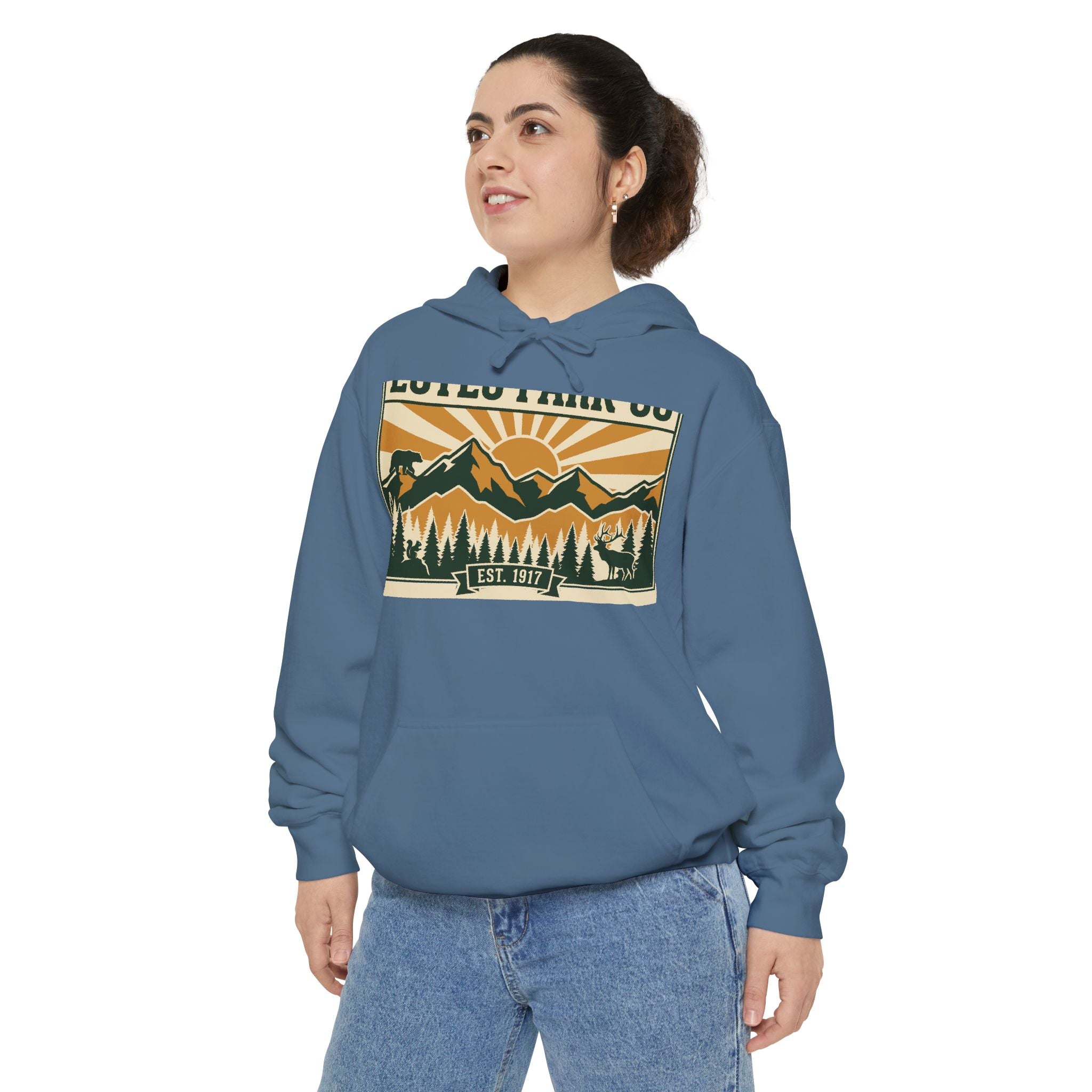 Estes Park CO Hidden Wildlife Hoodie | Forest Green EST. 1917