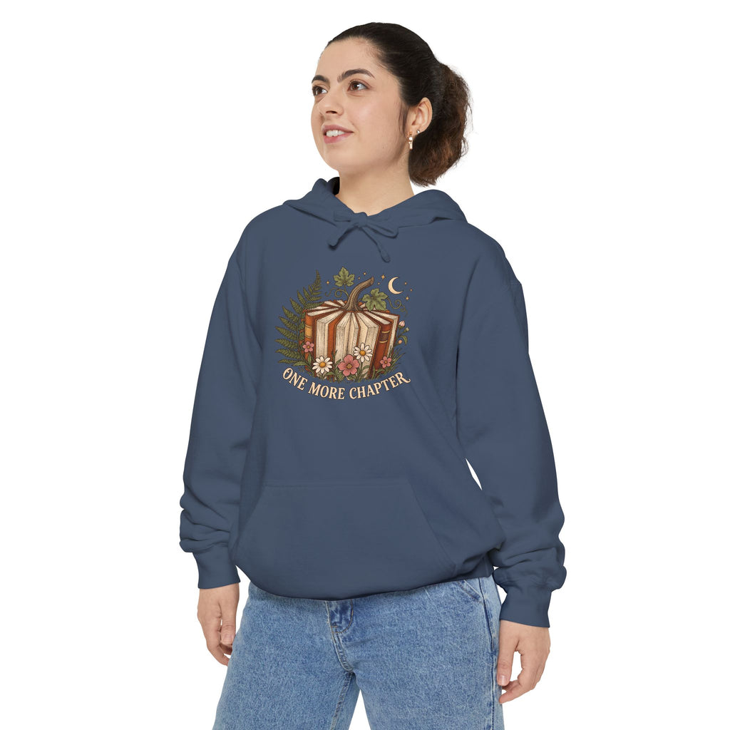 Book Lover Hoodie | One More Chapter Autumn Reading Art | Comfort Colors Garment Dyed