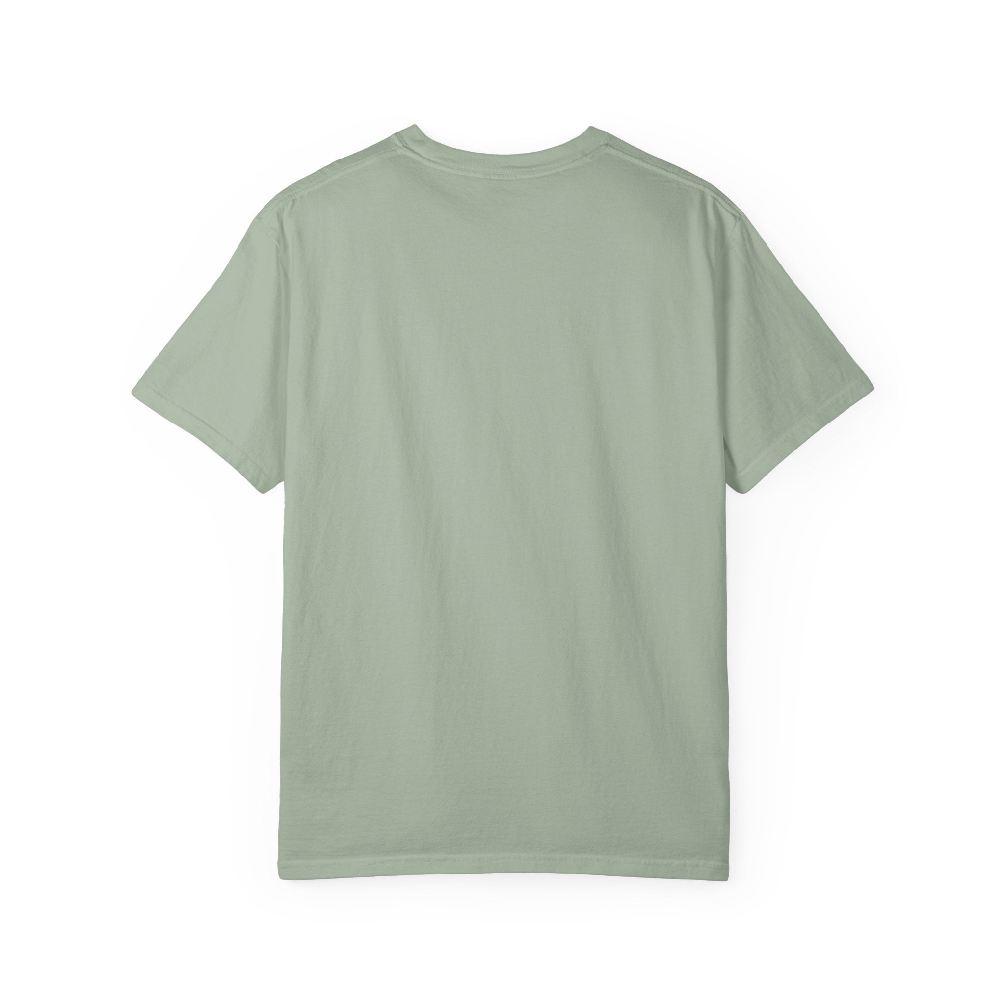 Barbells And Bar Tabs distressed collegiate design with a barbell and a cocktail glass on a garment dyed Comfort Colors tee