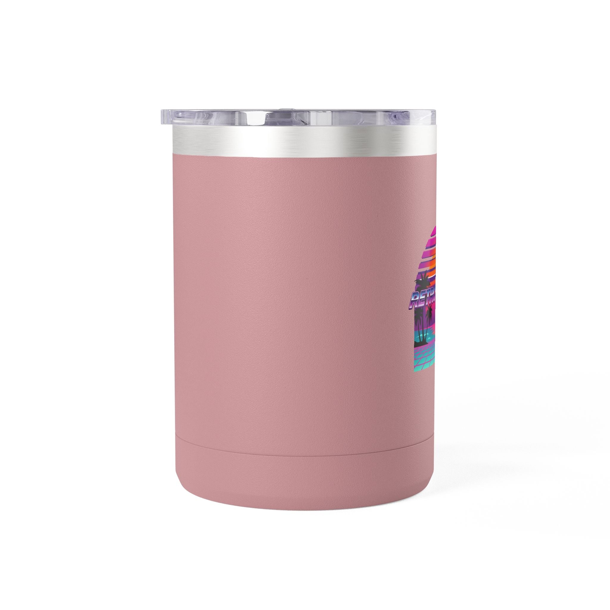 Retro Miami Sunset 15oz Coffee Tumbler — 80s Synthwave Insulated Mug