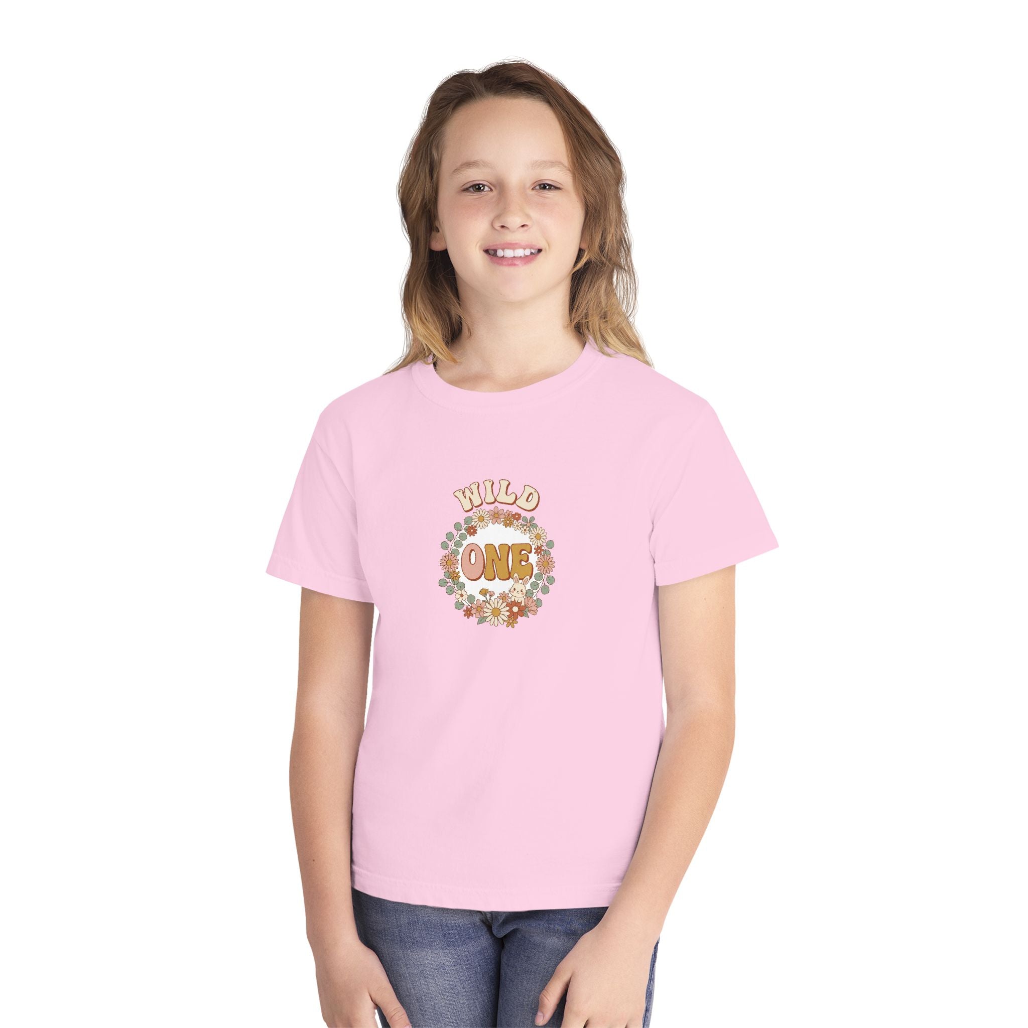 Wild One Birthday Youth Shirt Boho Bunny Comfort Colors