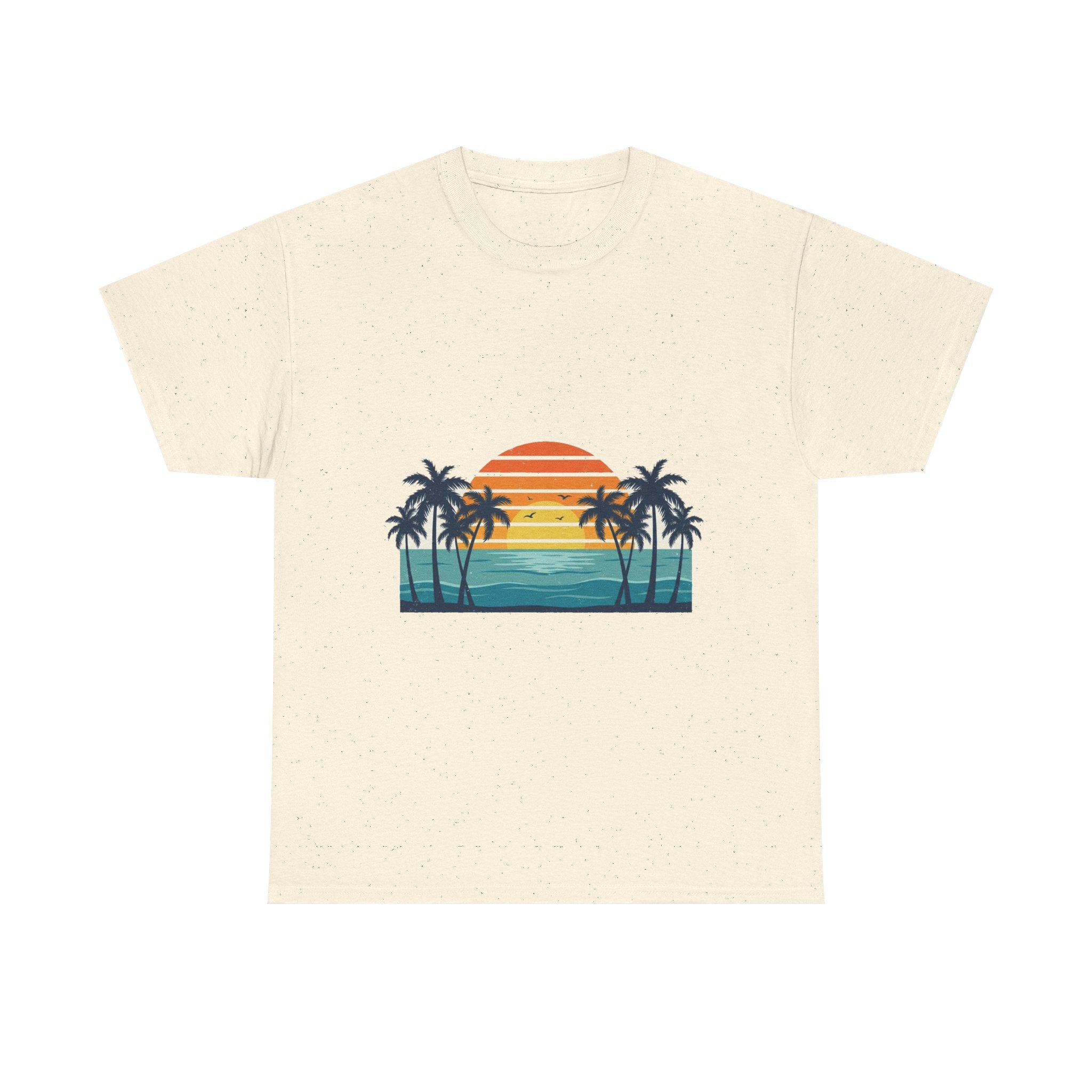 Retro Beach Sunset Tee | Vintage Palms & Ocean Summer Shirt
