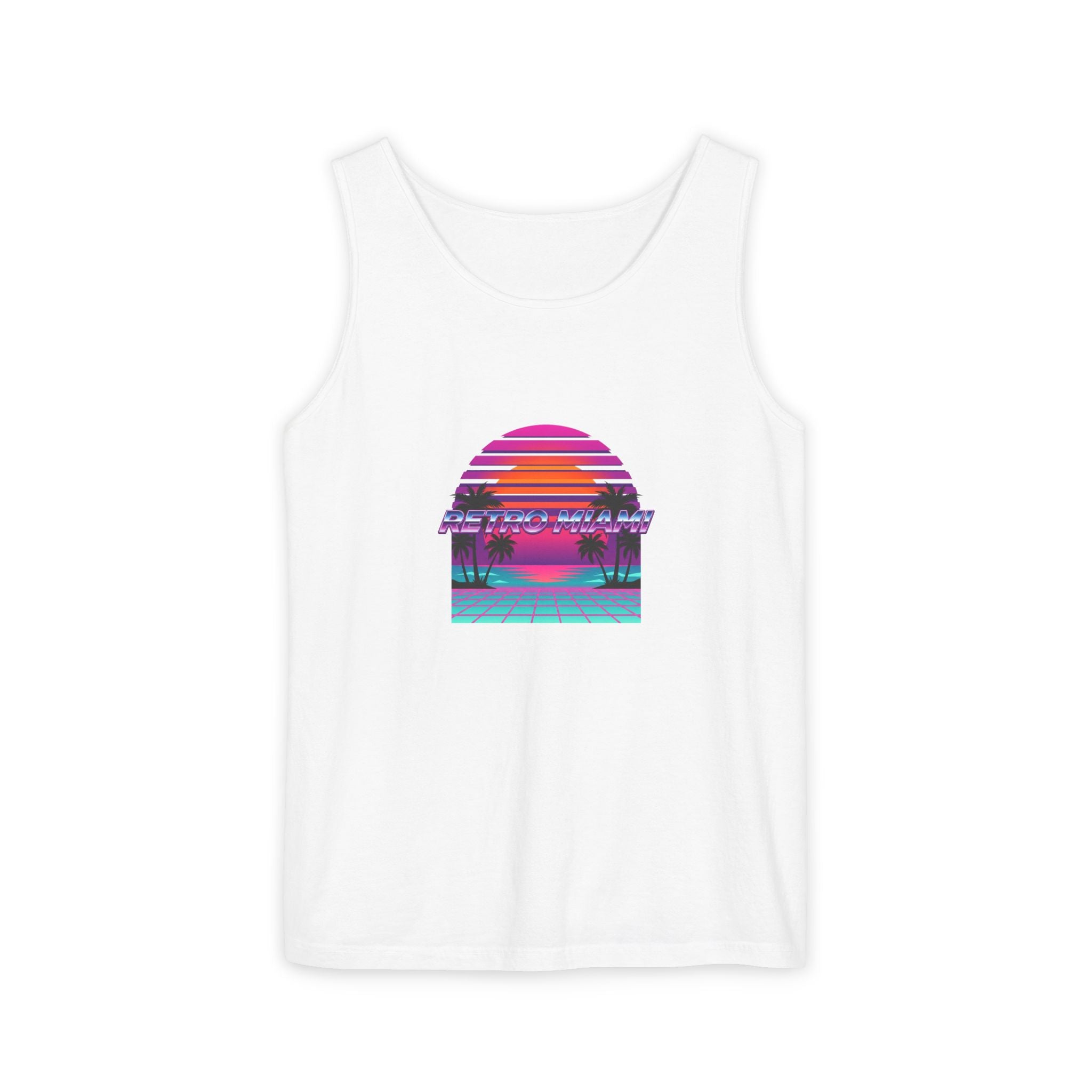 Retro Miami Sunset Tank — 80s Synthwave Comfort Colors Garment-Dyed