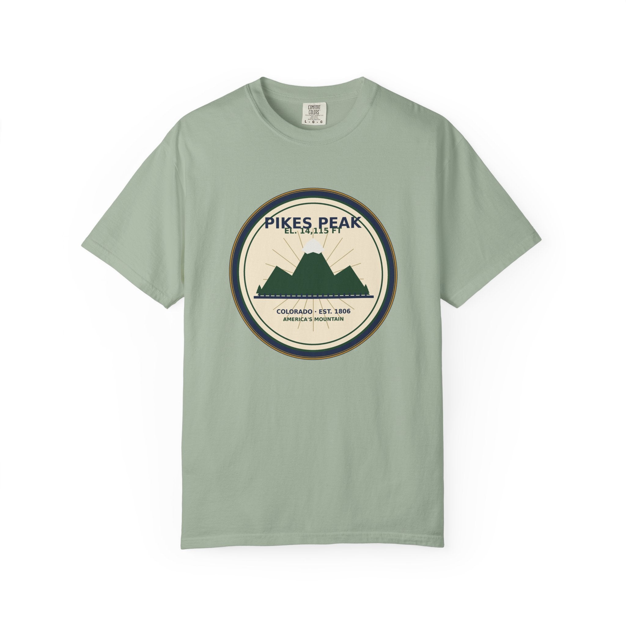 Pikes Peak Mountain Badge Tee | Vintage Colorado Comfort Colors Shirt
