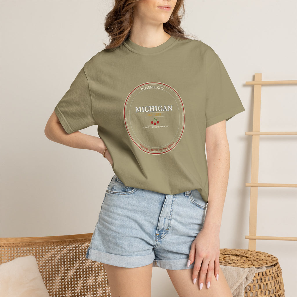Traverse City Michigan Tee | Vintage Cherry Capital Badge