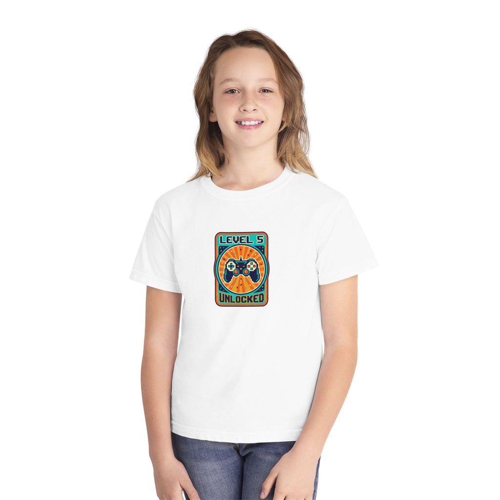 Level 5 Unlocked 5th Birthday Youth Shirt Gamer Tee