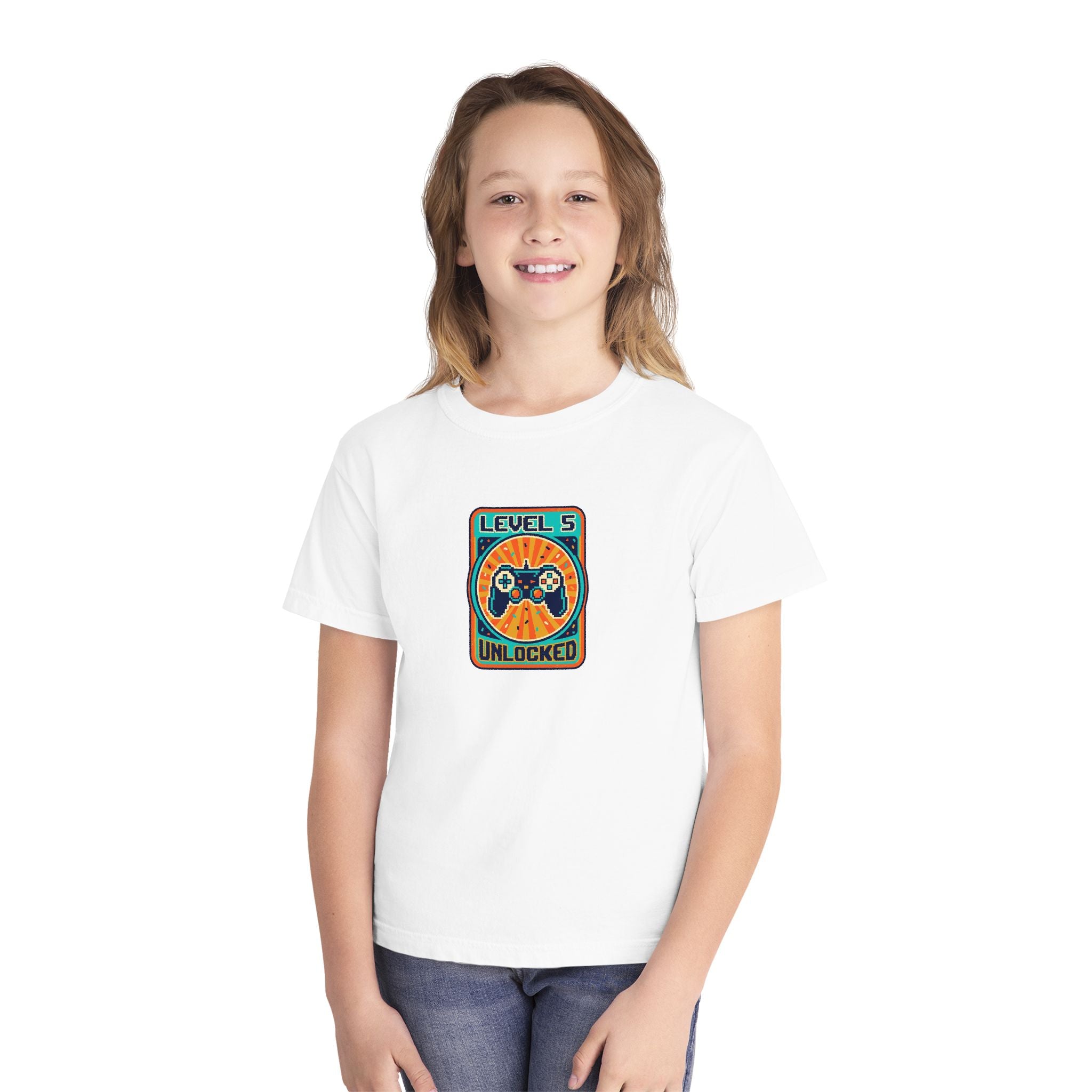 Level 5 Unlocked 5th Birthday Youth Shirt Gamer Tee