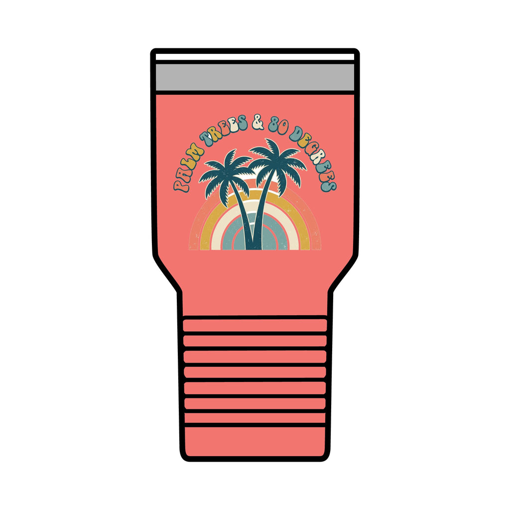 Palm Trees & 80 Degrees 30oz Tumbler | Retro Rainbow Beach Drinkware