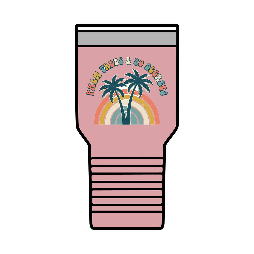 Palm Trees & 80 Degrees 30oz Tumbler | Retro Rainbow Beach Drinkware
