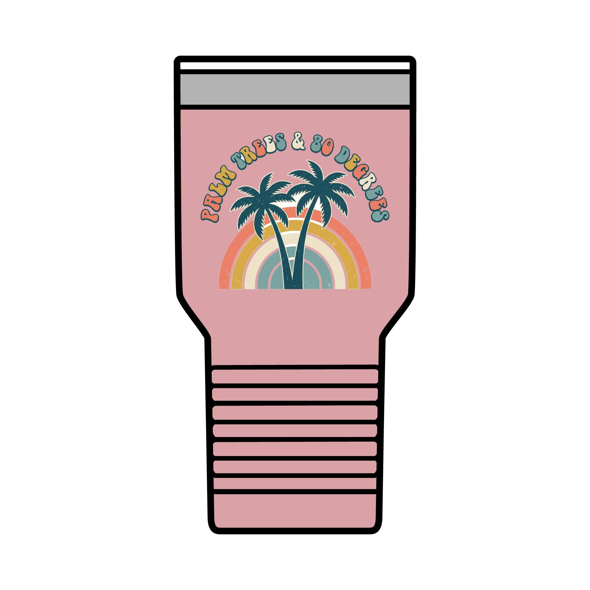 Palm Trees & 80 Degrees 30oz Tumbler | Retro Rainbow Beach Drinkware