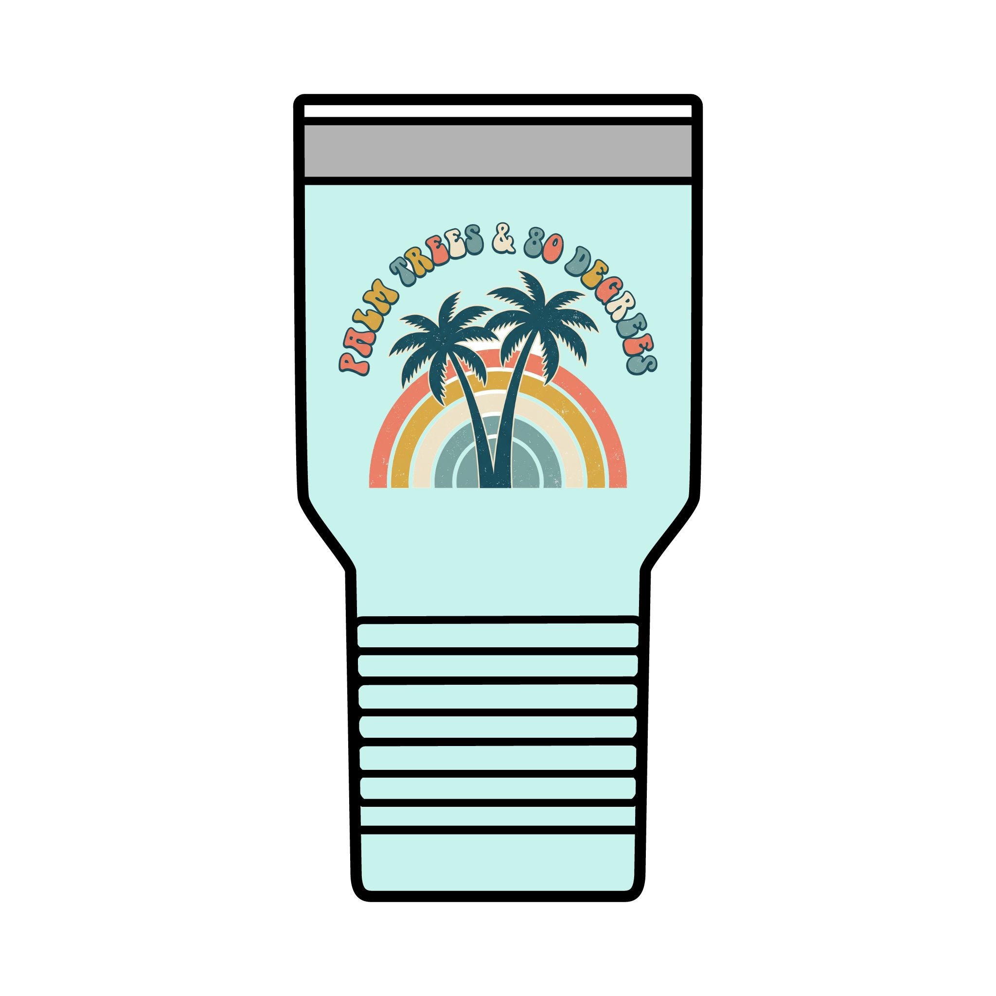 Palm Trees & 80 Degrees 30oz Tumbler | Retro Rainbow Beach Drinkware