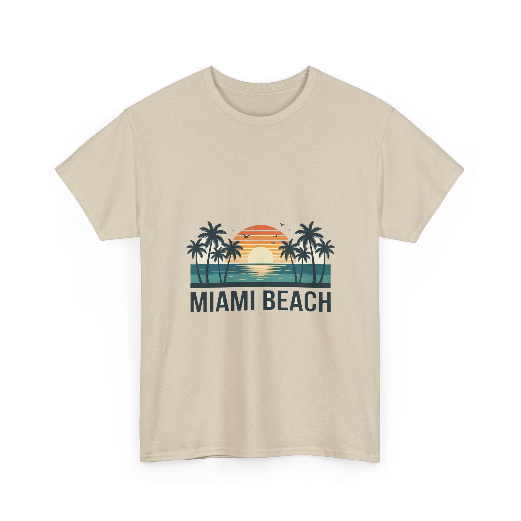 Miami Beach Retro Tee | Vintage Sunset & Palms Summer Shirt