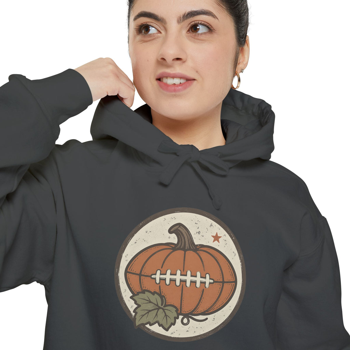 Pumpkin Football Hoodie | Vintage Fall Saturday Tailgate Art | Comfort Colors Garment Dyed
