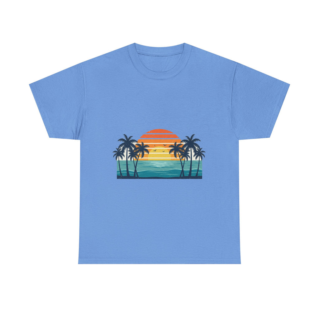 Retro Beach Sunset Tee | Vintage Palms & Ocean Summer Shirt