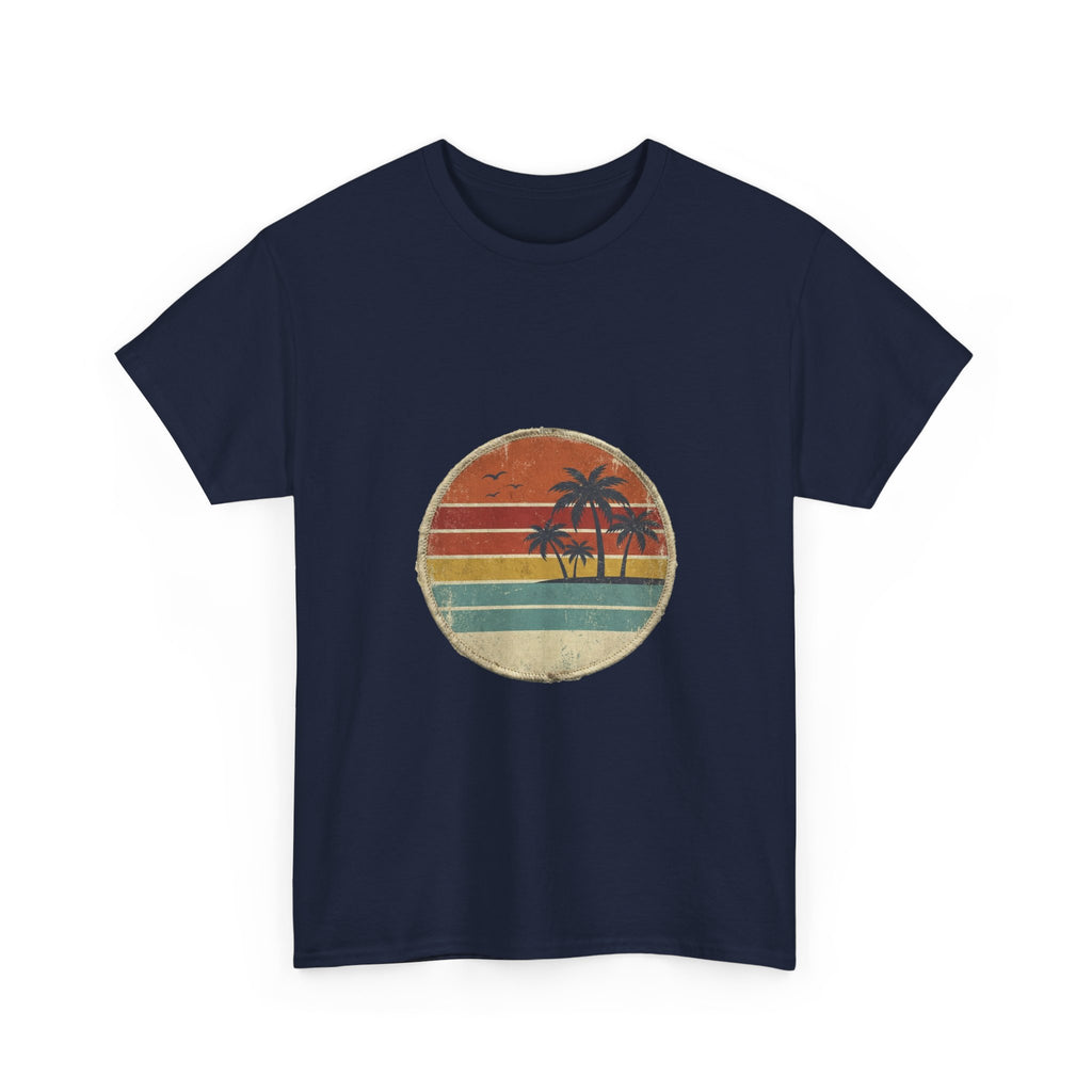 Retro Sunset Circle Tee | Vintage Beach Badge Summer Shirt