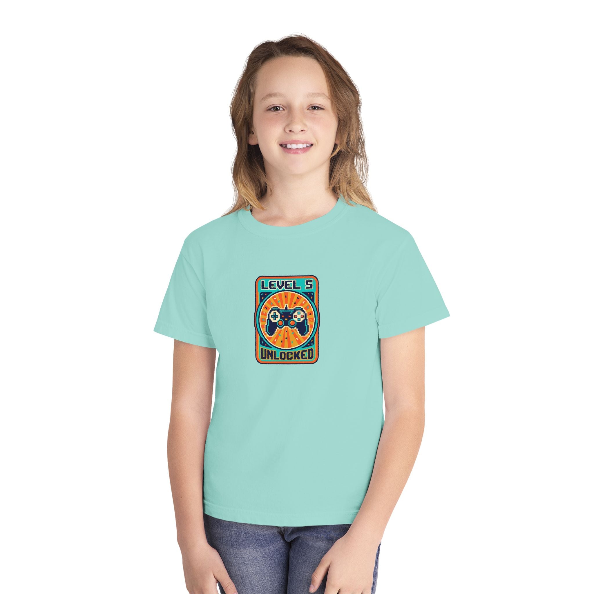 Level 5 Unlocked 5th Birthday Youth Shirt Gamer Tee