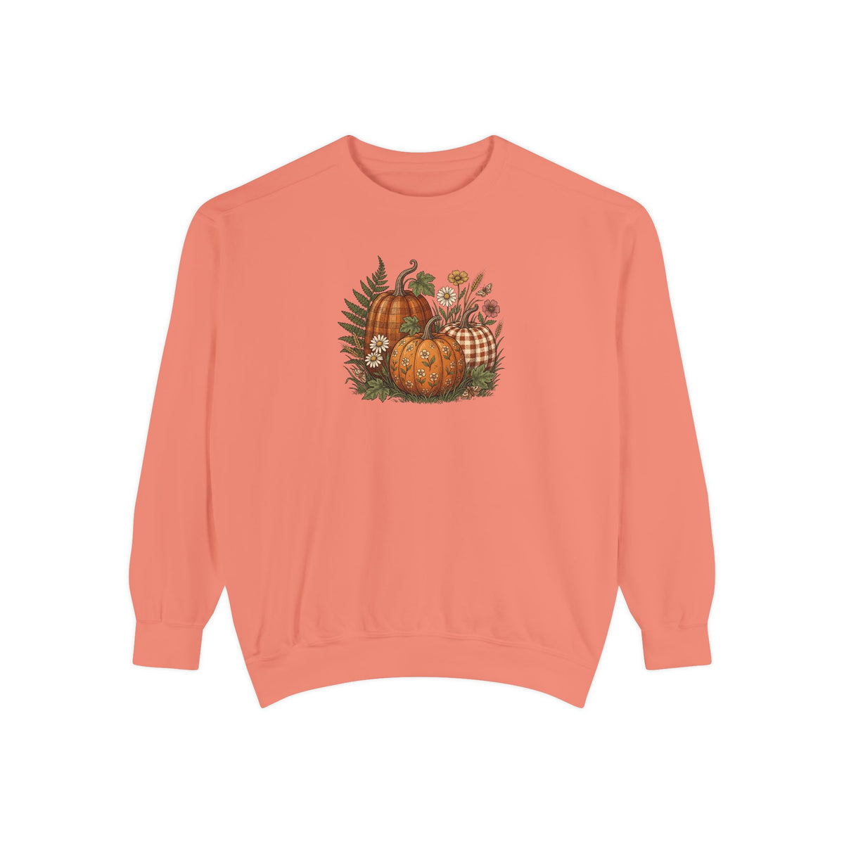 Pumpkin Crewneck Sweatshirt | Vintage Patterned Cottagecore Fall Art | Comfort Colors Garment Dyed