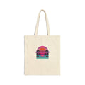 Retro Miami Sunset Canvas Tote Bag | 80s Synthwave Beach Tote