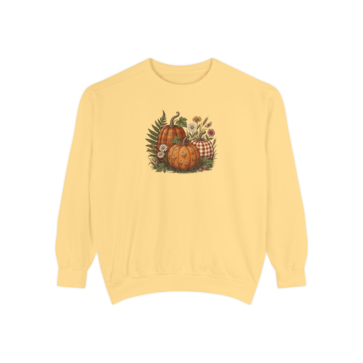 Pumpkin Crewneck Sweatshirt | Vintage Patterned Cottagecore Fall Art | Comfort Colors Garment Dyed