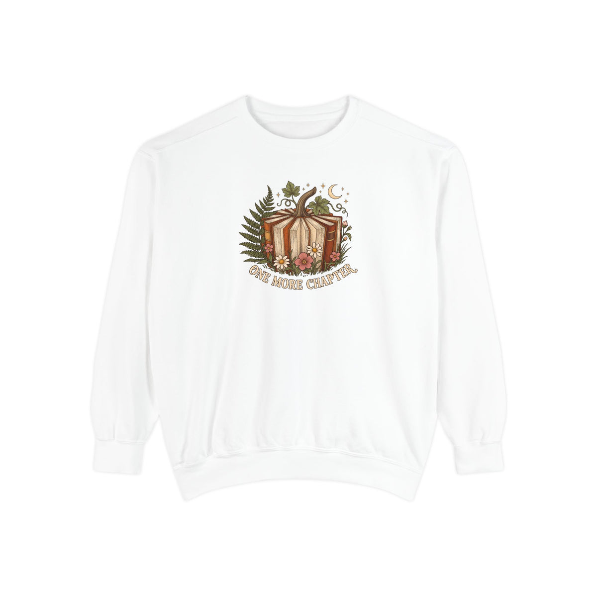 Book Lover Crewneck Sweatshirt | One More Chapter Autumn Reading Art | Comfort Colors Garment Dyed