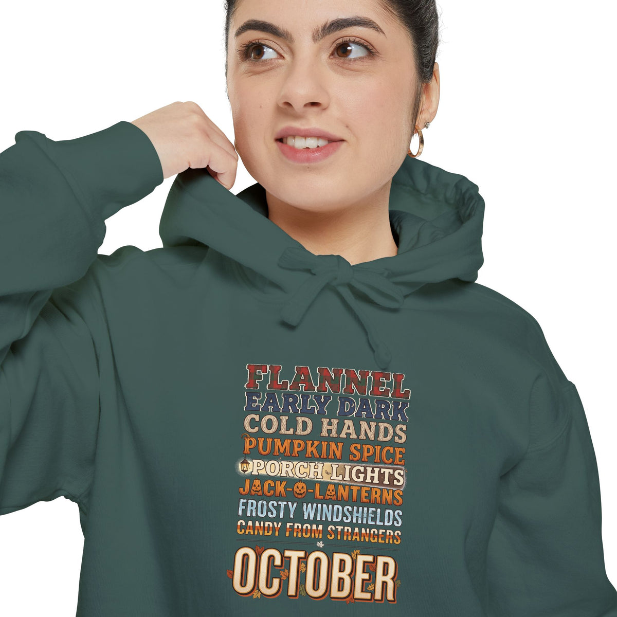 October Hoodie | Flannel Early Dark Cold Hands Fall List | Comfort Colors Garment Dyed