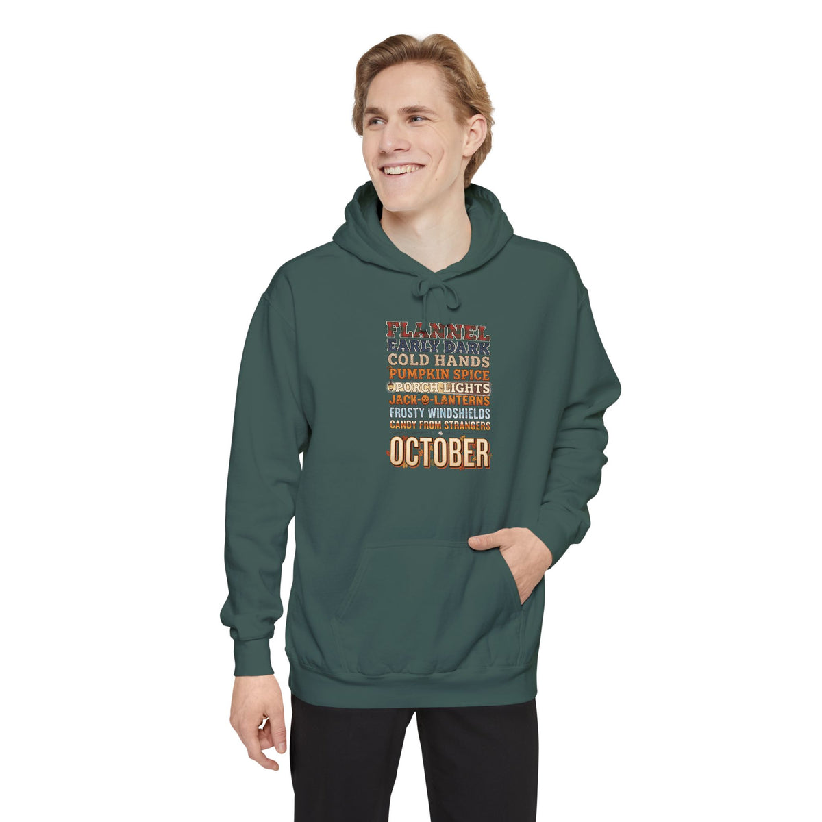 October Hoodie | Flannel Early Dark Cold Hands Fall List | Comfort Colors Garment Dyed